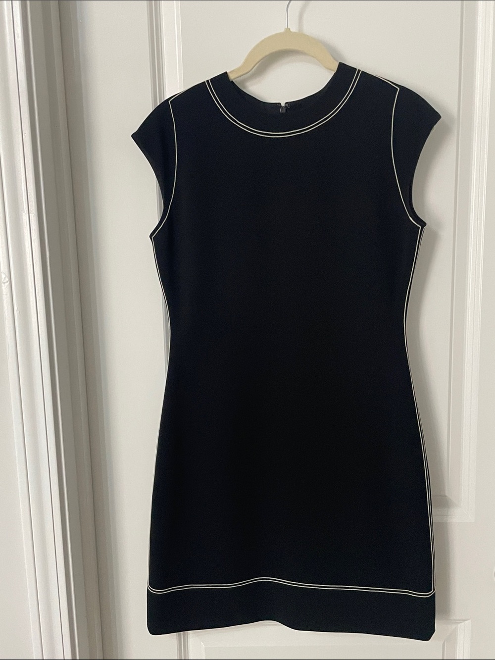 Theory Black Mini Dress with White Contrast Stitching